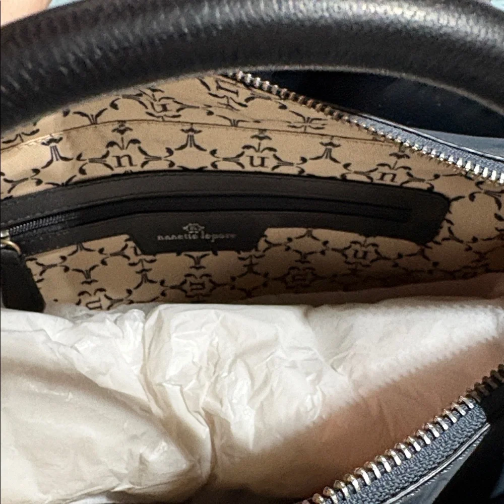 NWT Nanette Lepore Highland Park Leather Satchel in Denim